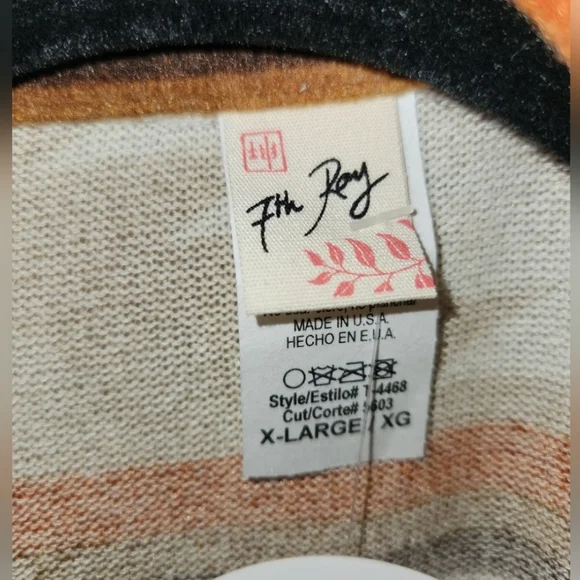 7th ray NWT XL Aztec orange/brown button-up shirt - Picture 3 of 4